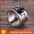 Custom made stainless steel Rhodium plating muslim ring Indian men's skull ring wholesale